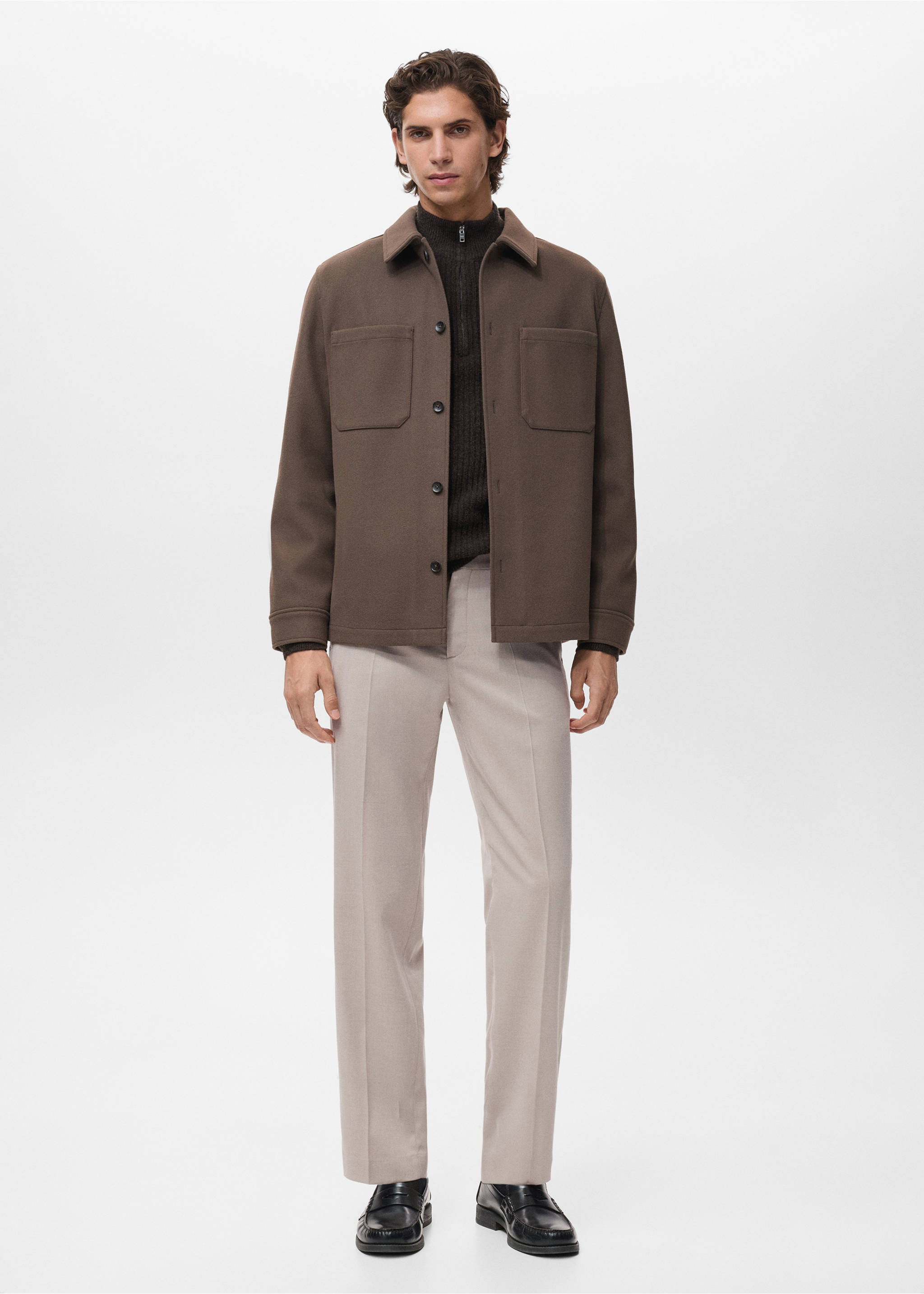 Струящиеся брюки regular fit - Общий план, Бежевый. Ref: 17007890-00.