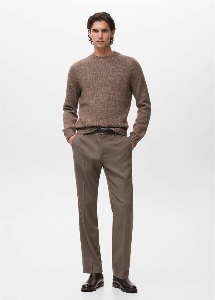 MANGO MAN - Pantalon regular fit fluide marron moyen - 46