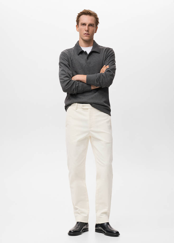 Regular fit corduroy cotton trousers — Off White