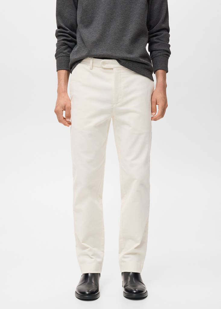 Regular fit corduroy cotton trousers — Off White