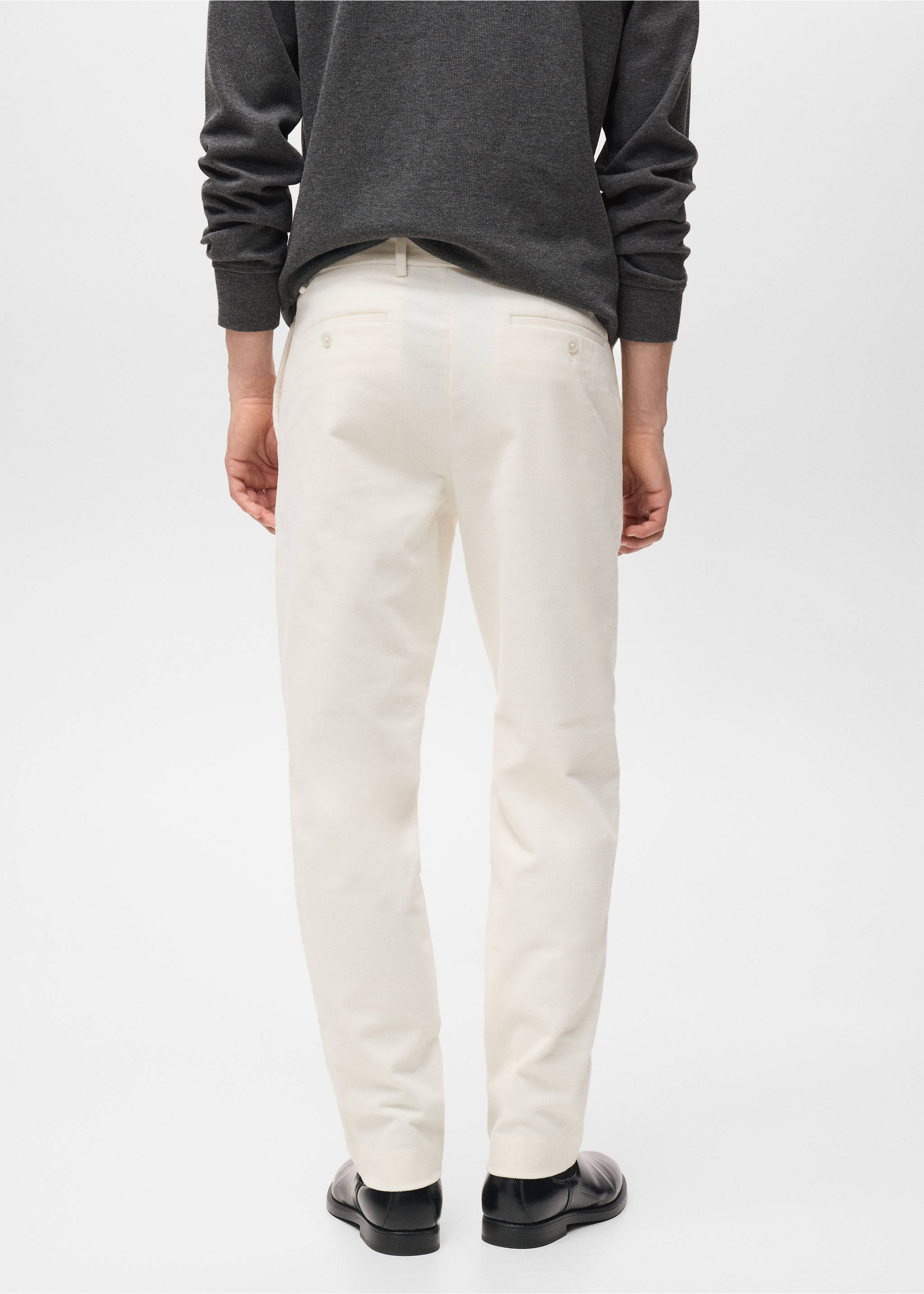 Pantalón regular fit algodón pana - Reverso del artículo, Blanco roto. Ref: 17007891-00.