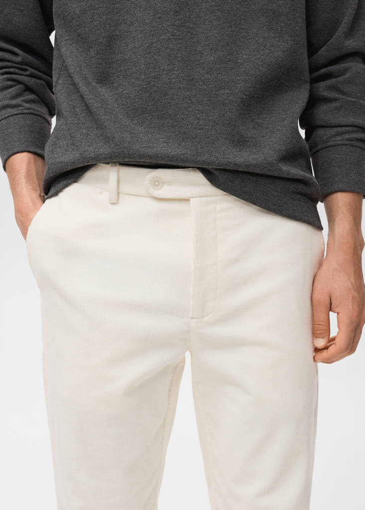Regular fit corduroy cotton trousers — Off White