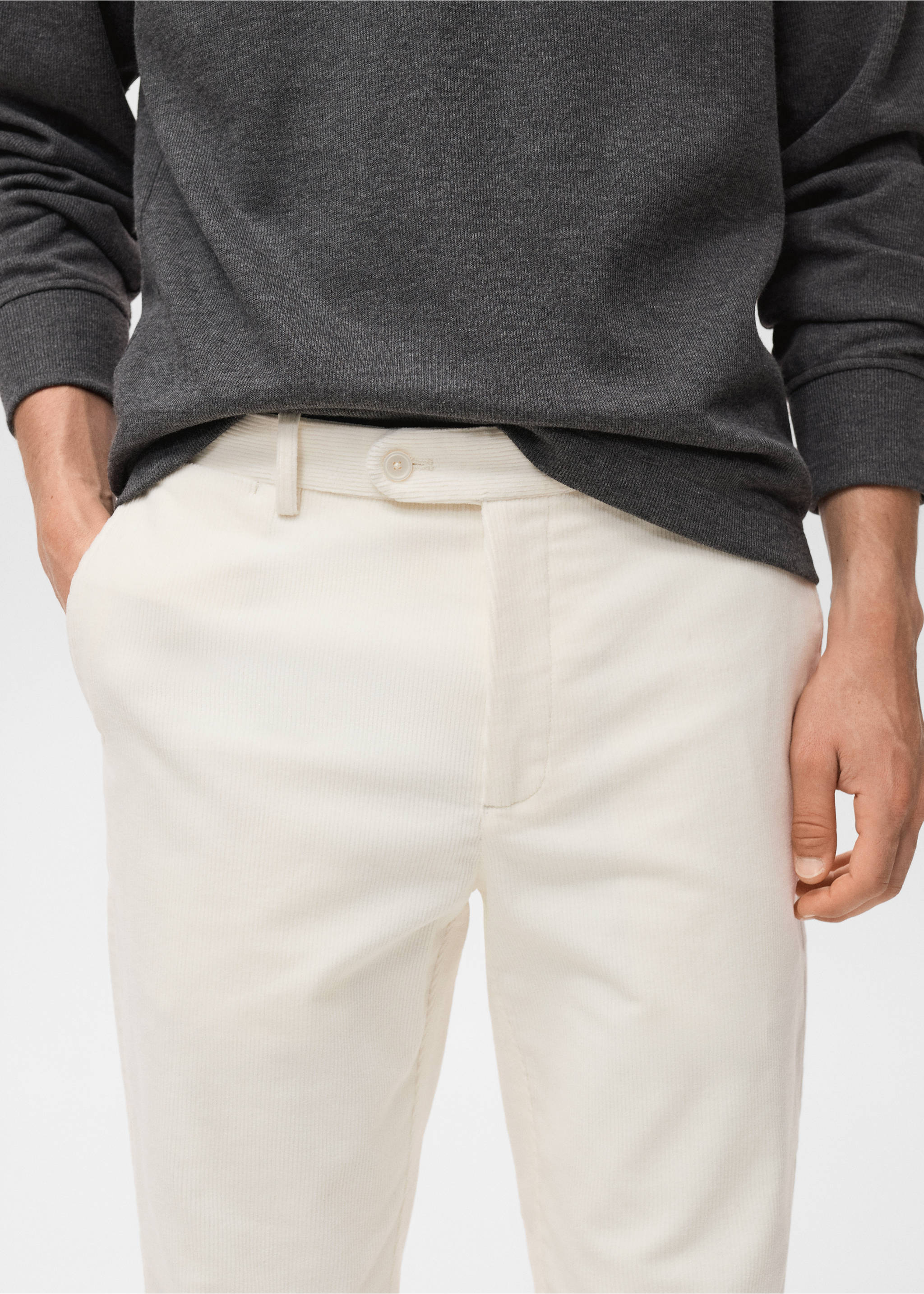 Pantalón regular fit algodón pana - Detalle del artículo 1, Blanco roto. Ref: 17007891-00.