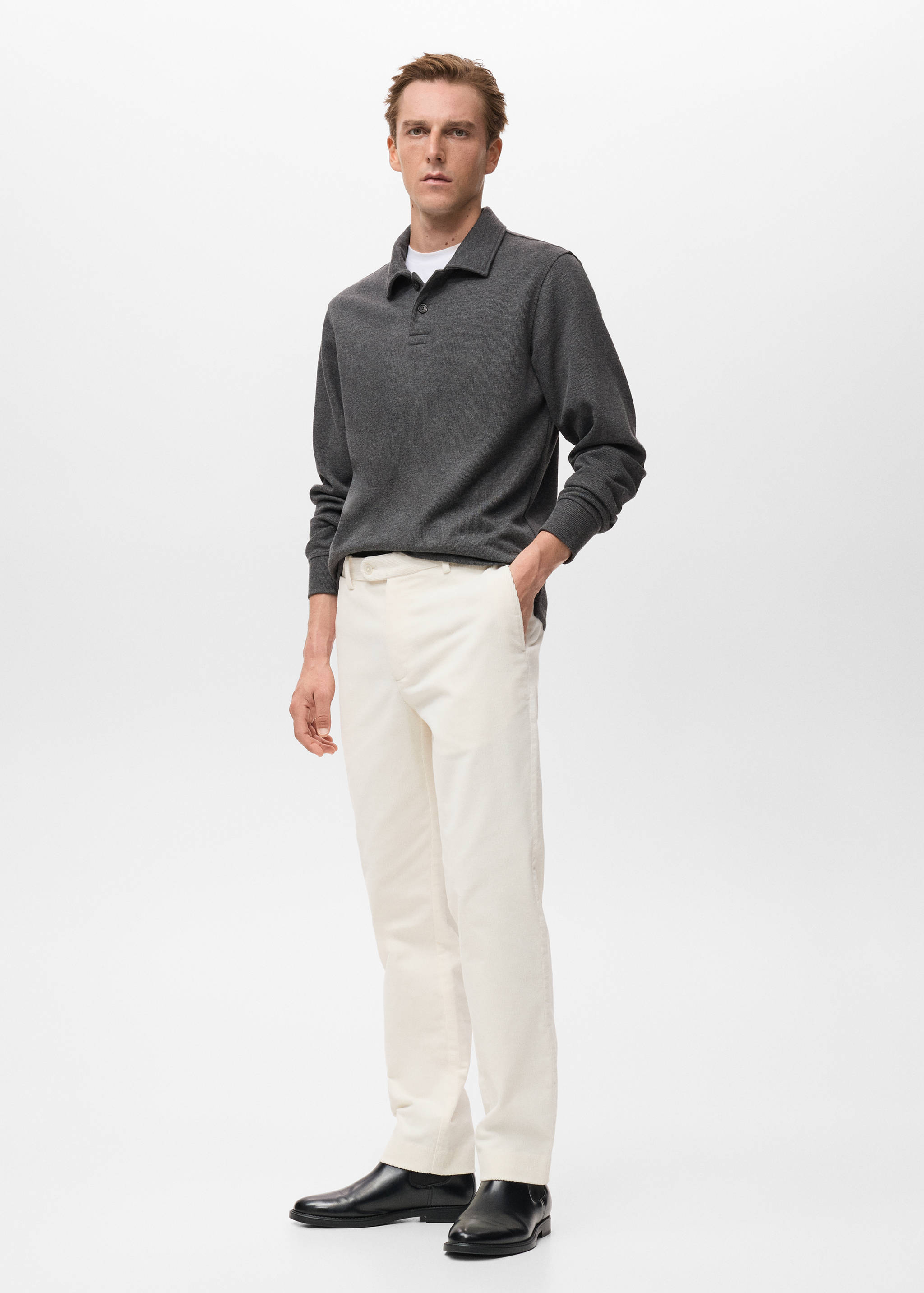 Regular fit corduroy cotton pants - Details of the article 2