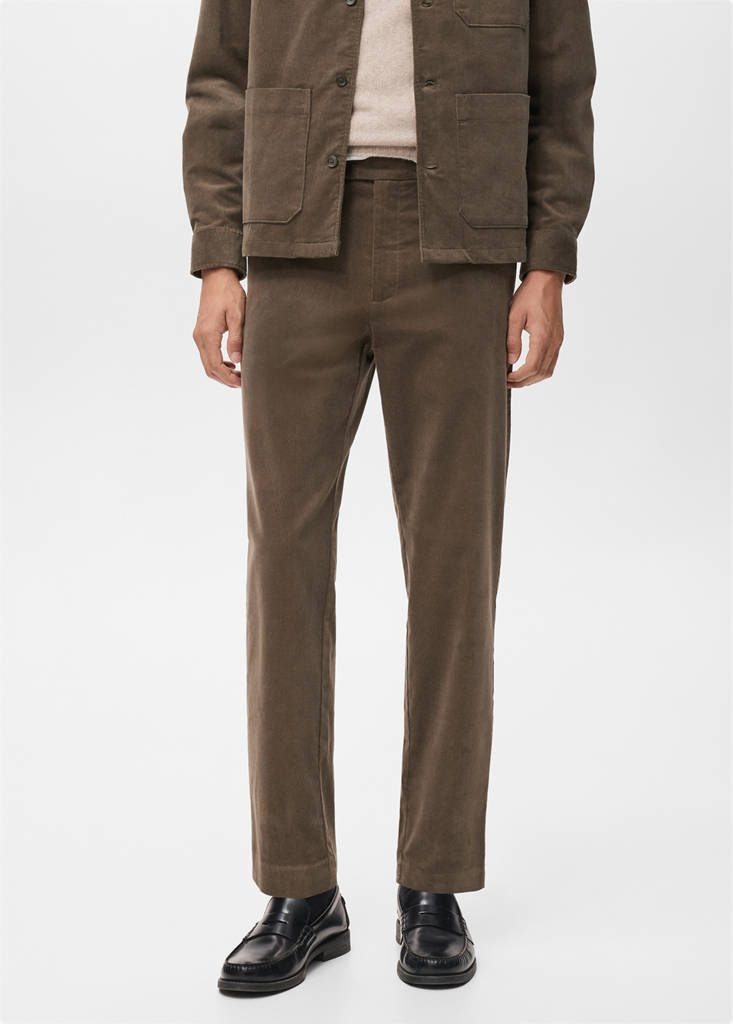 Regular fit corduroy cotton trousers — Mink Grey