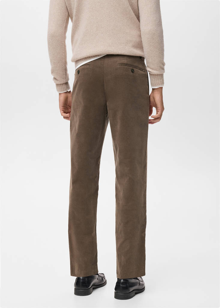 Regular fit corduroy cotton trousers — Mink Grey