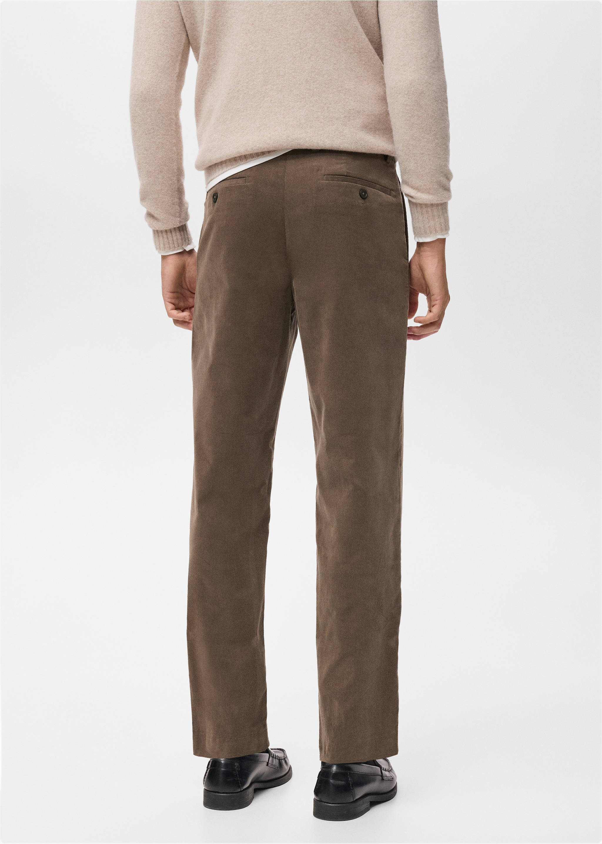 Regular fit corduroy cotton trousers - Reverse of the article, Mink Grey. Ref: 17007891-00.