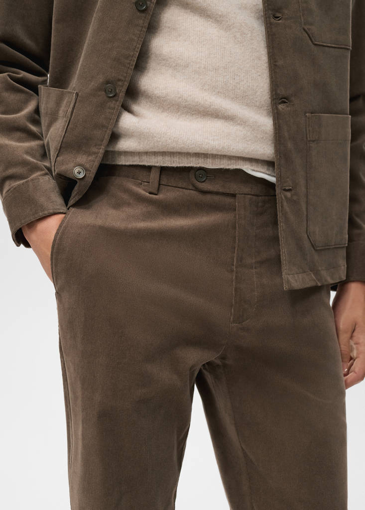 Regular fit corduroy cotton trousers — Mink Grey