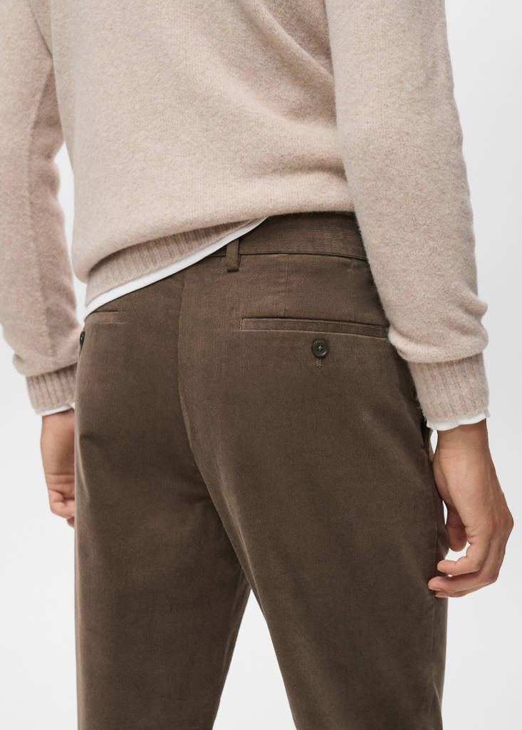Regular fit corduroy cotton trousers — Mink Grey