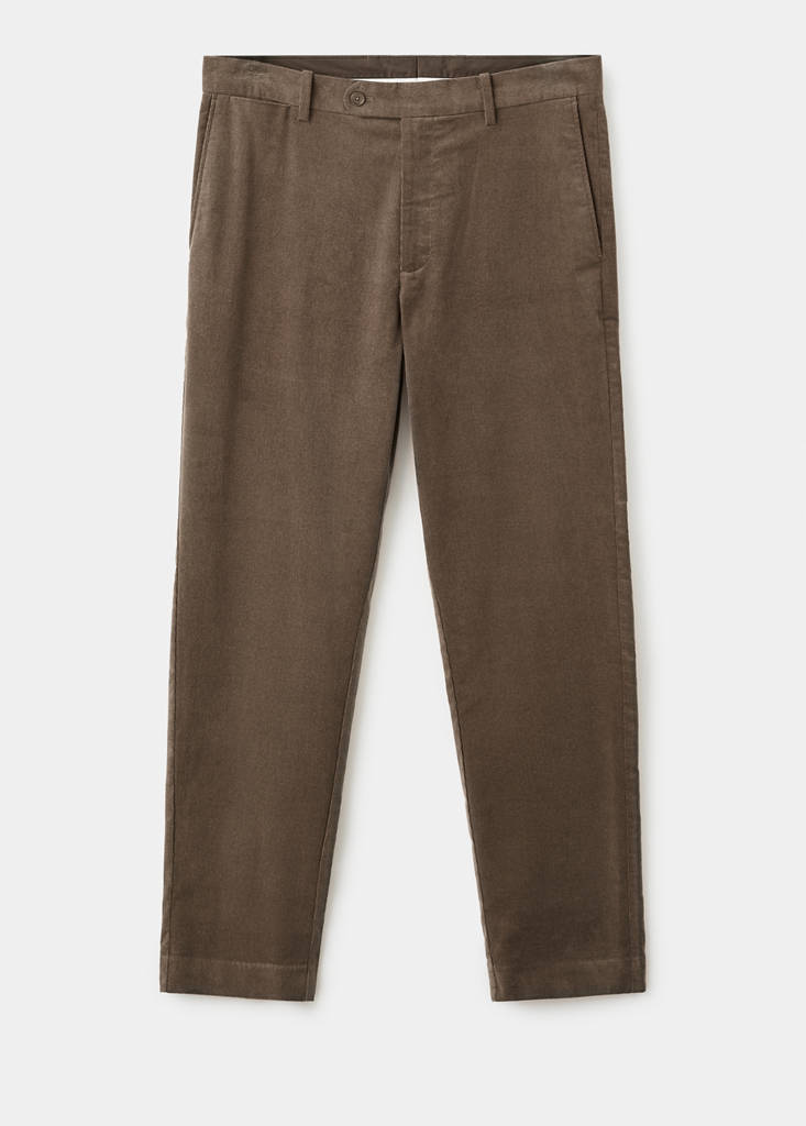 Regular fit corduroy cotton trousers — Mink Grey