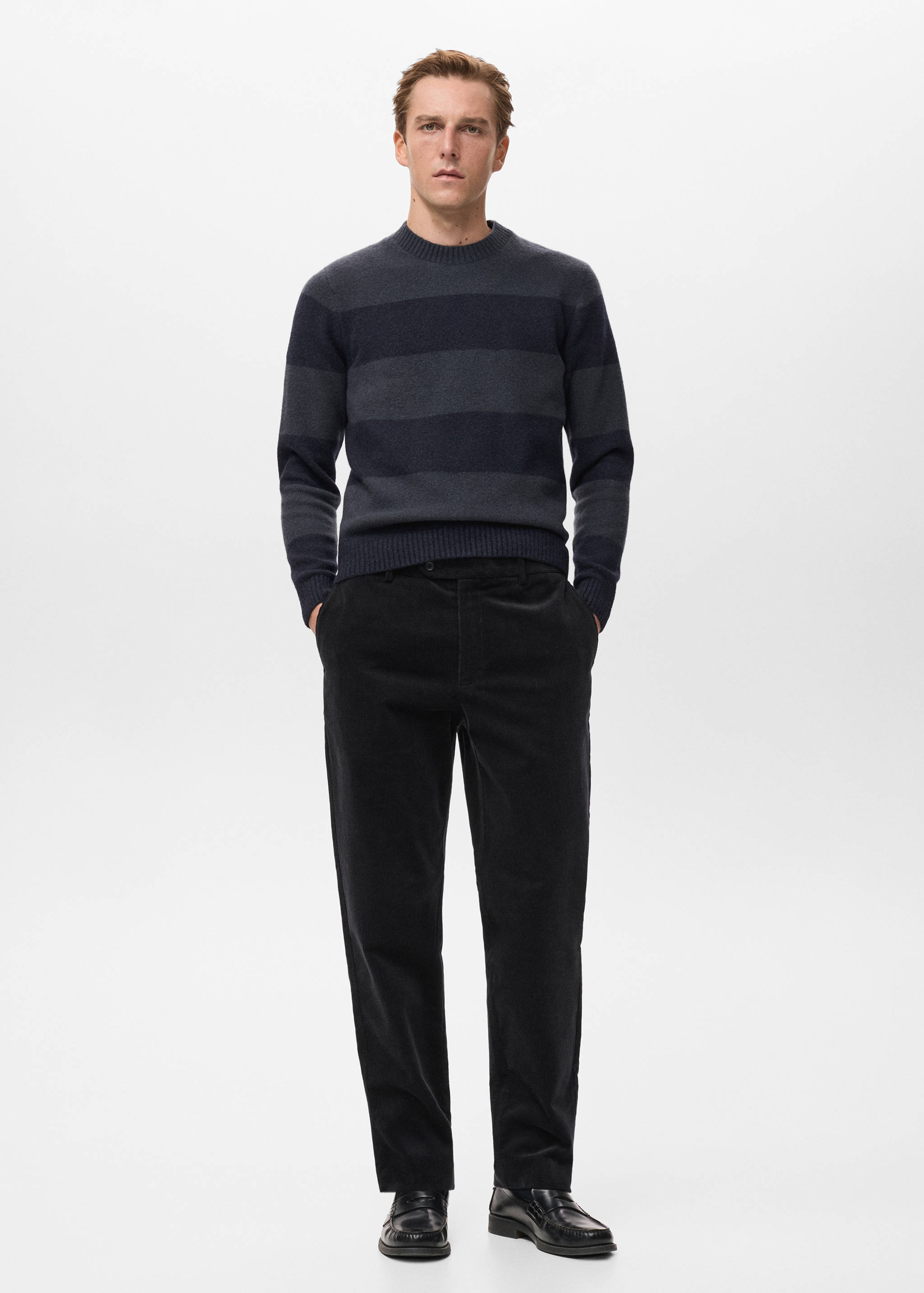 Regular fit corduroy cotton pants - General plane