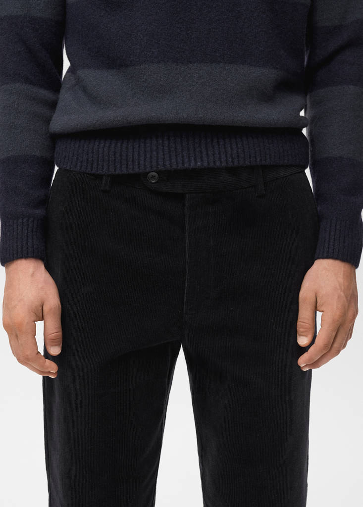 Regular fit corduroy cotton trousers — Black