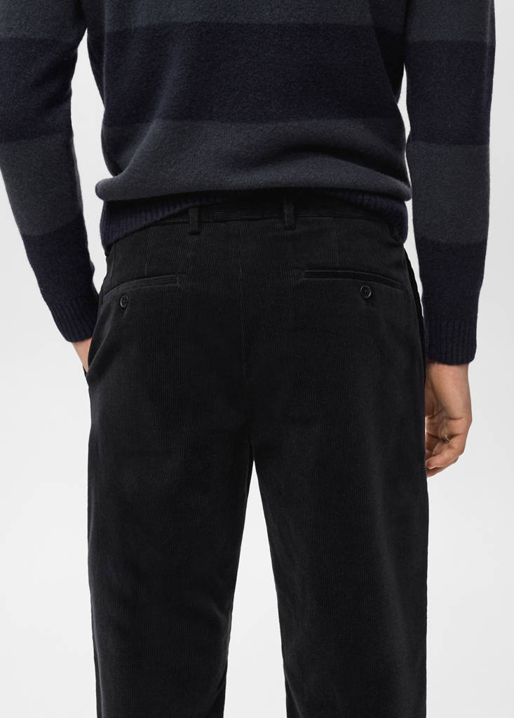 Regular fit corduroy cotton trousers — Black