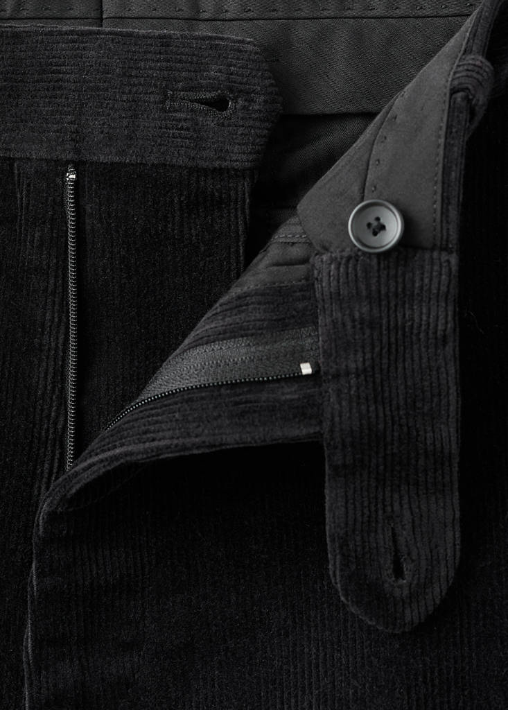 Regular fit corduroy cotton trousers — Black