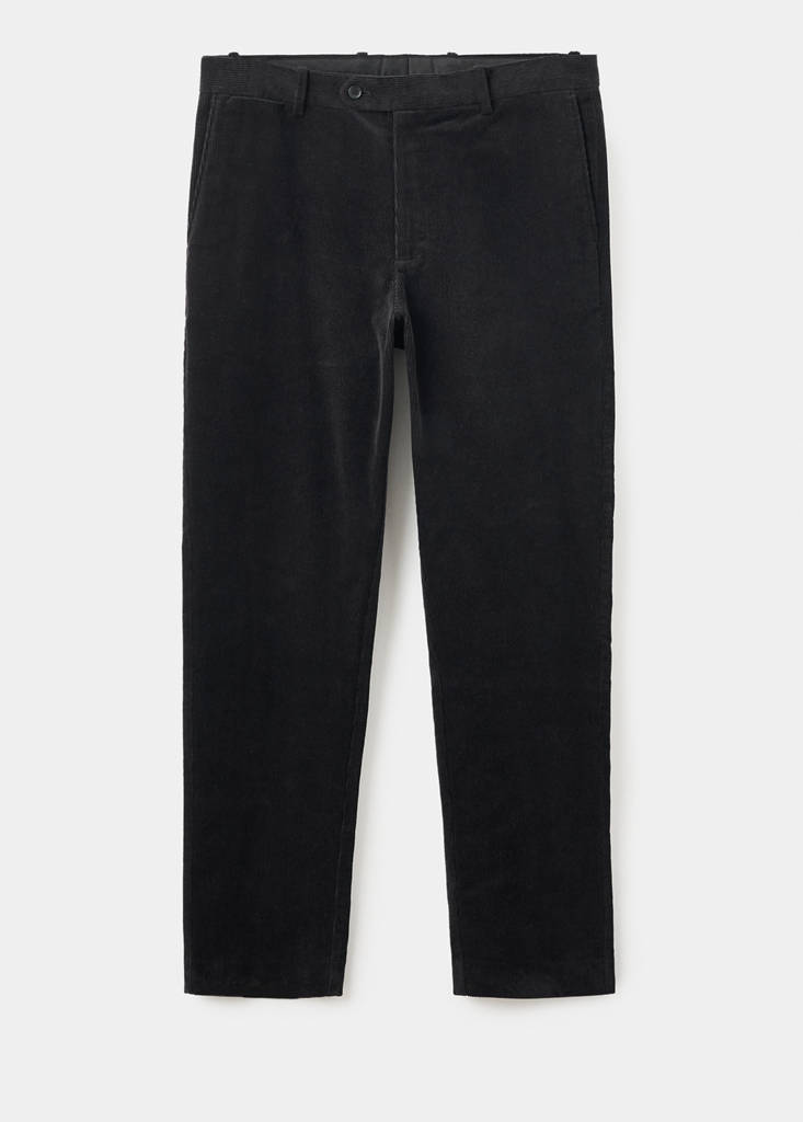 Regular fit corduroy cotton trousers — Black