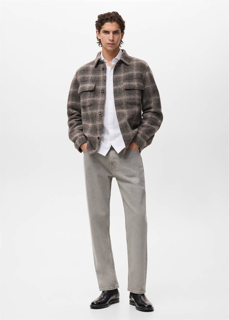 Check wool-blend overshirt