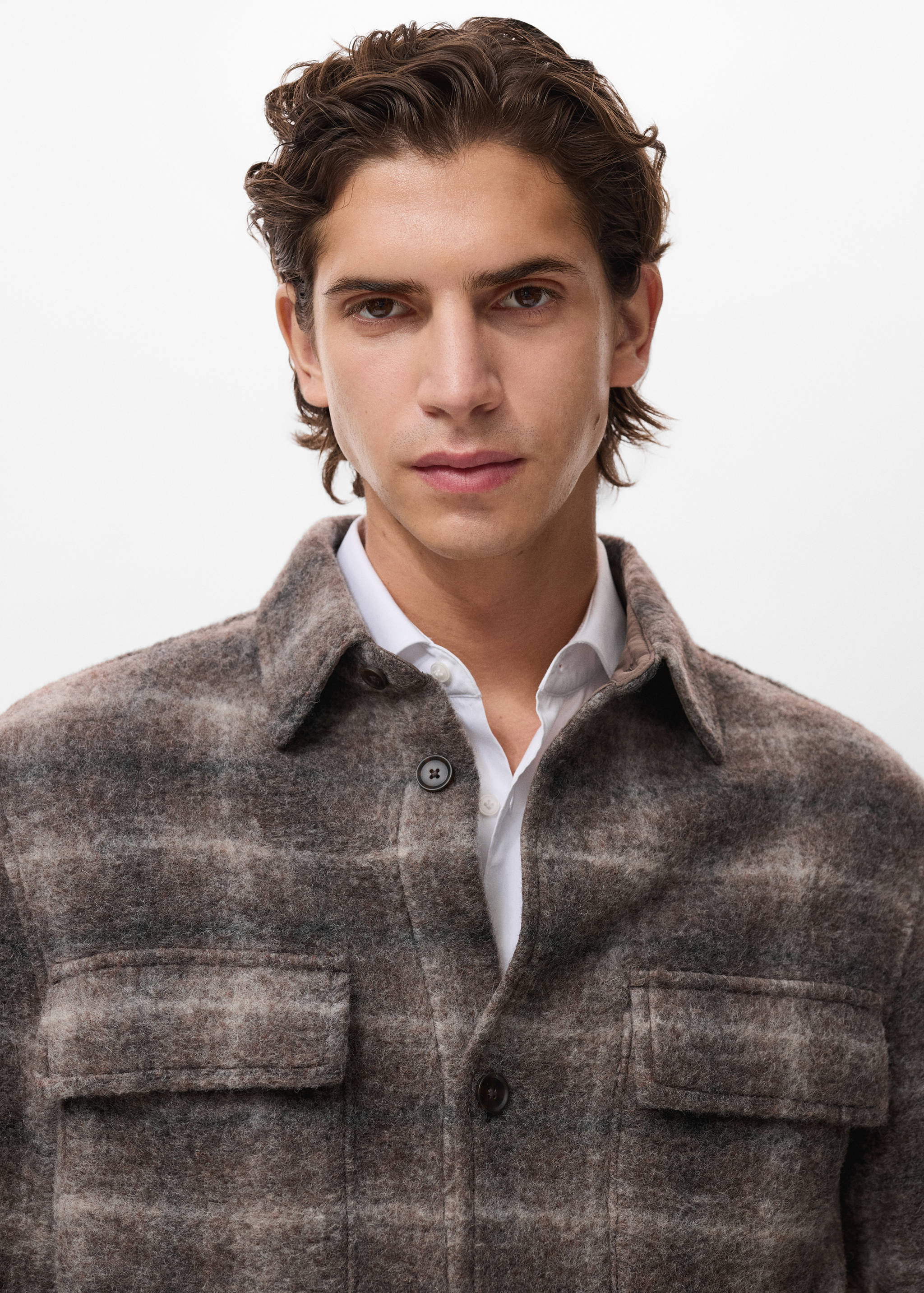 Koszula wierzchnia z mieszanki wełny w kratę - Szczegóły artykułu 1