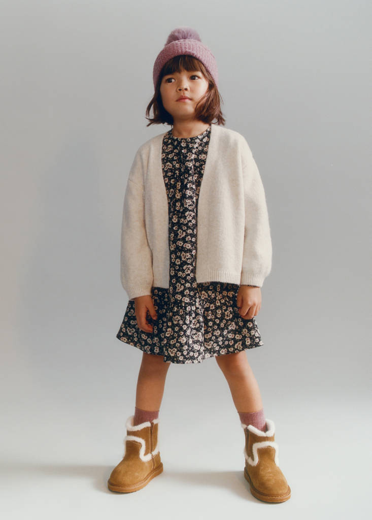 Fur-effect suede ankle boots — Medium Brown