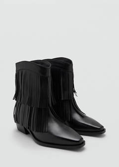 Leather ankle boot with fringe heel — Black 2