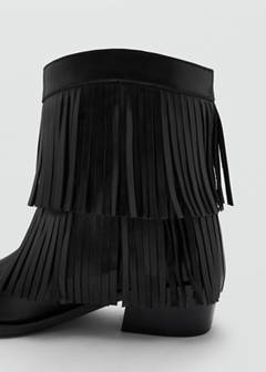 Leather ankle boot with fringe heel — Black 3