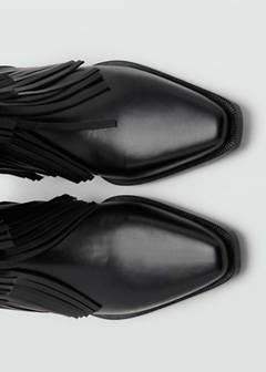 Leather ankle boot with fringe heel — Black 4