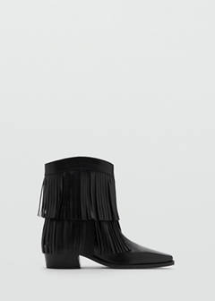 Leather ankle boot with fringe heel — Black 1