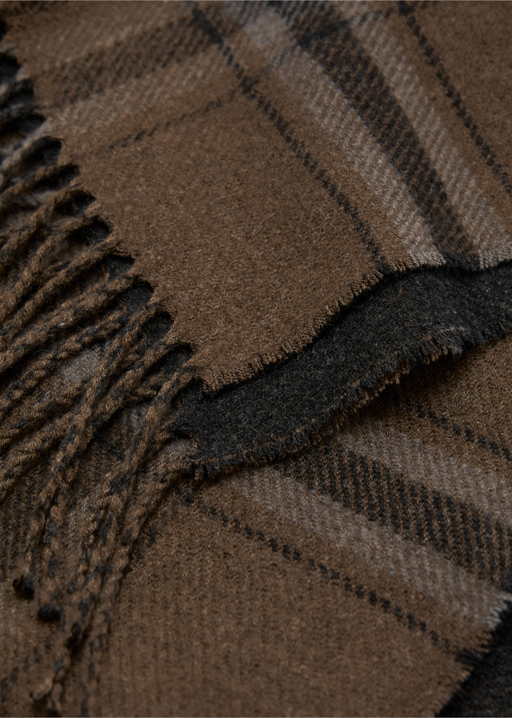 Bufanda cuadro escocés flecos - Plano medio, Khaki. Ref: 17007898-00.