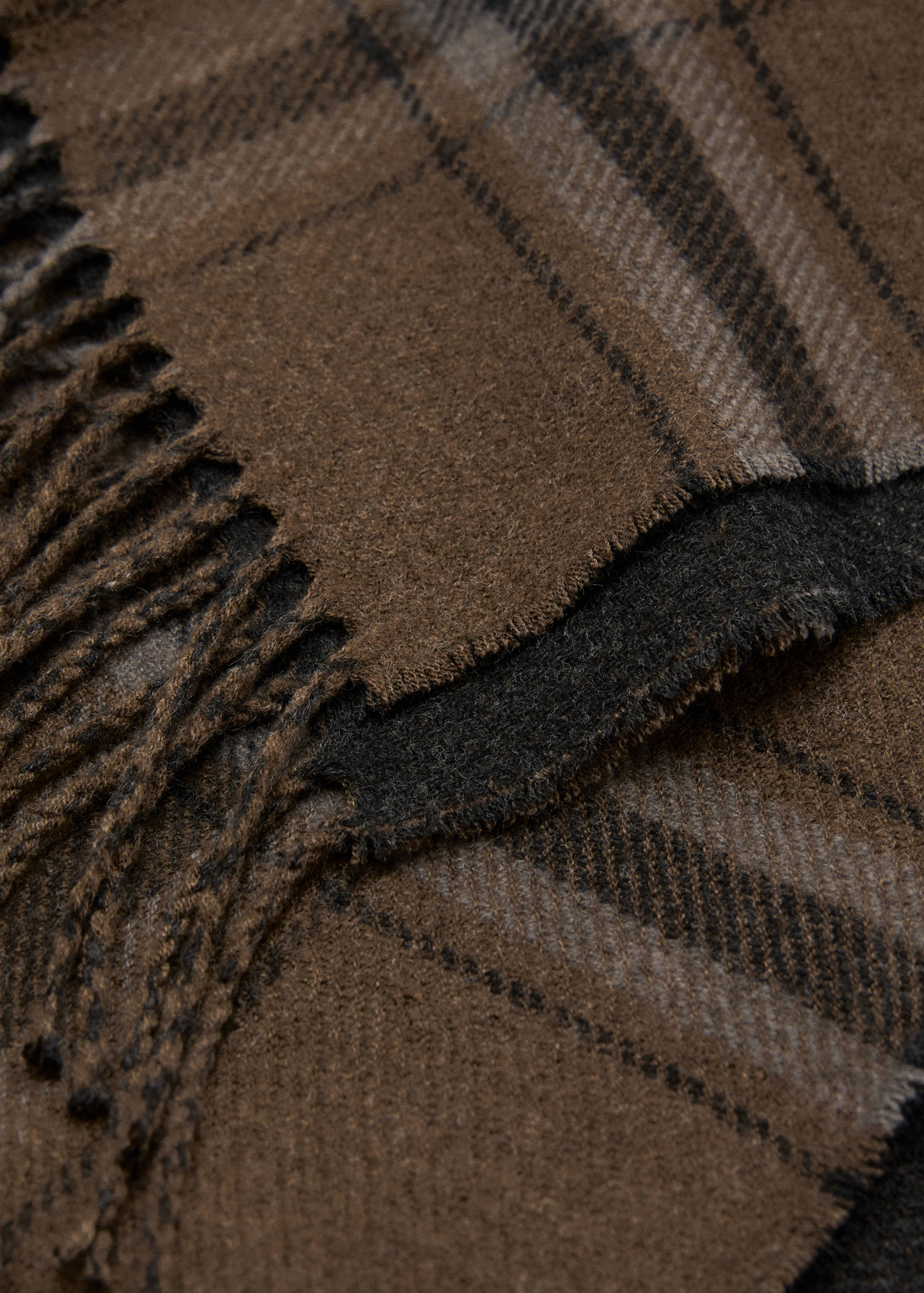 Écharpe carreaux écossais franges - Plan moyen