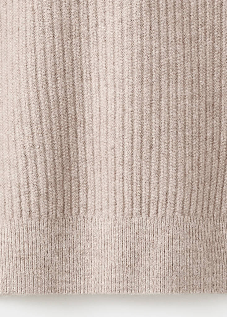 Ribbed sweater with zip neck — Sand