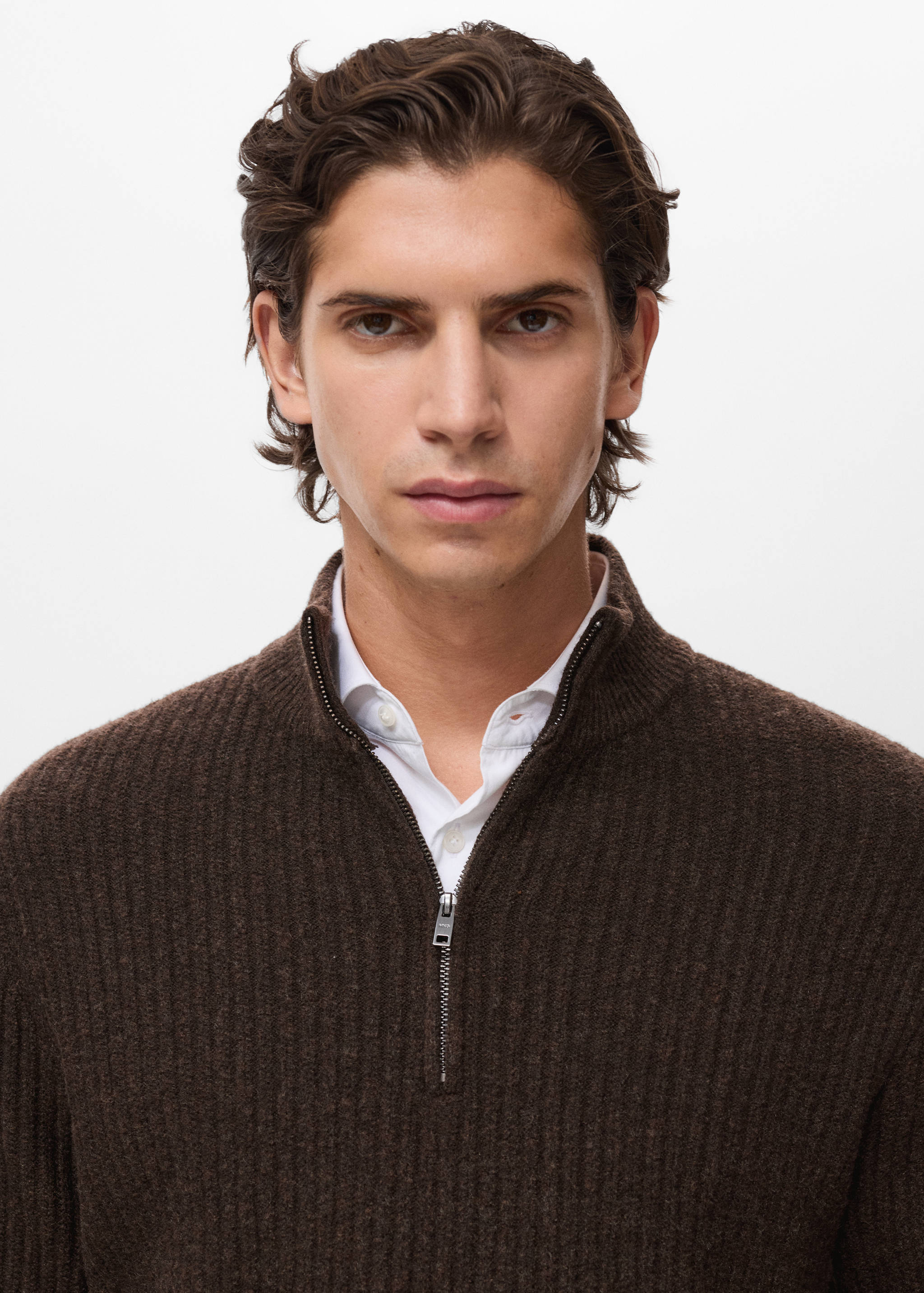 Ribbed sweater with zip neck - Details of the article 1