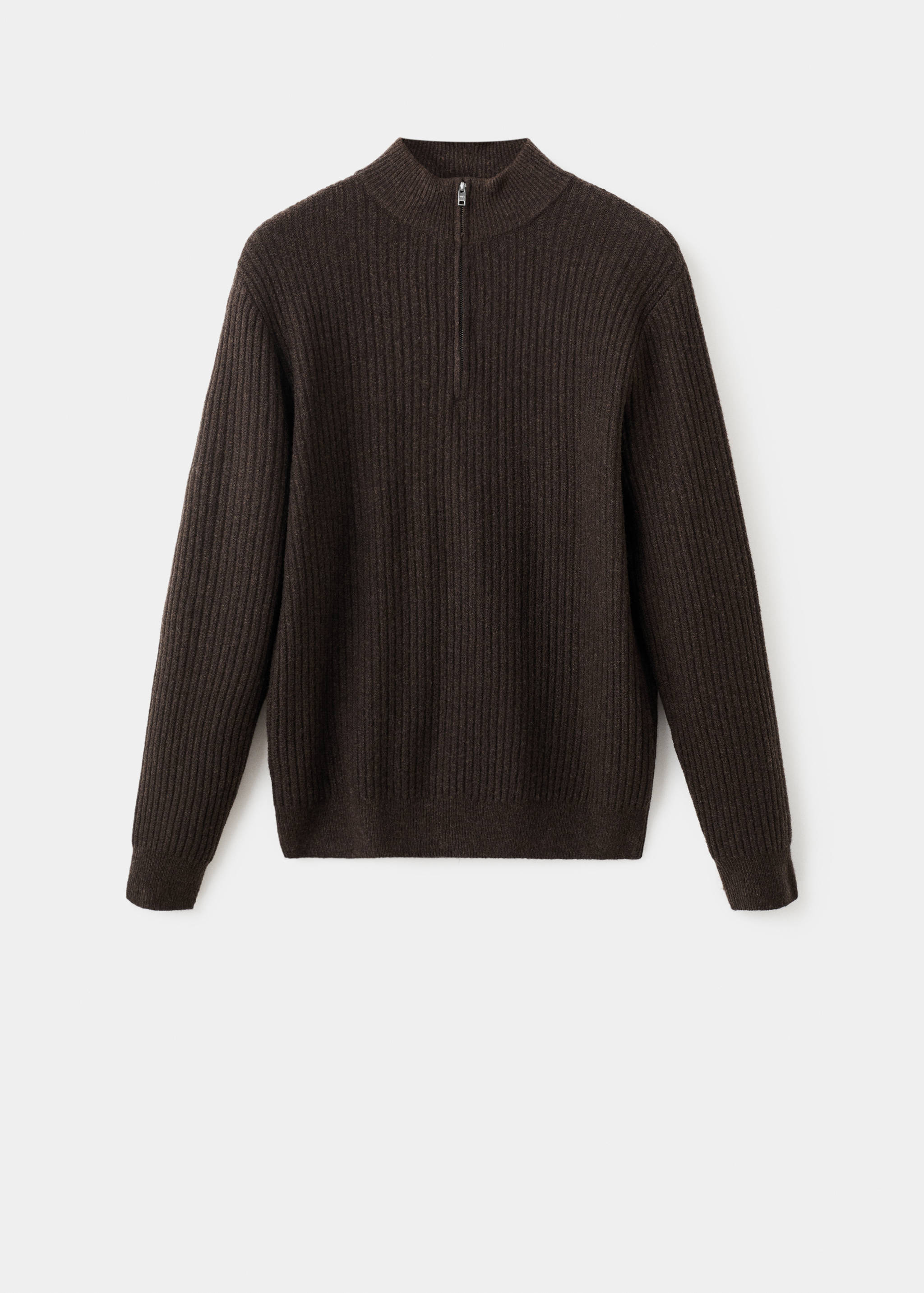 Ribbed sweater with zip neck - Article without model