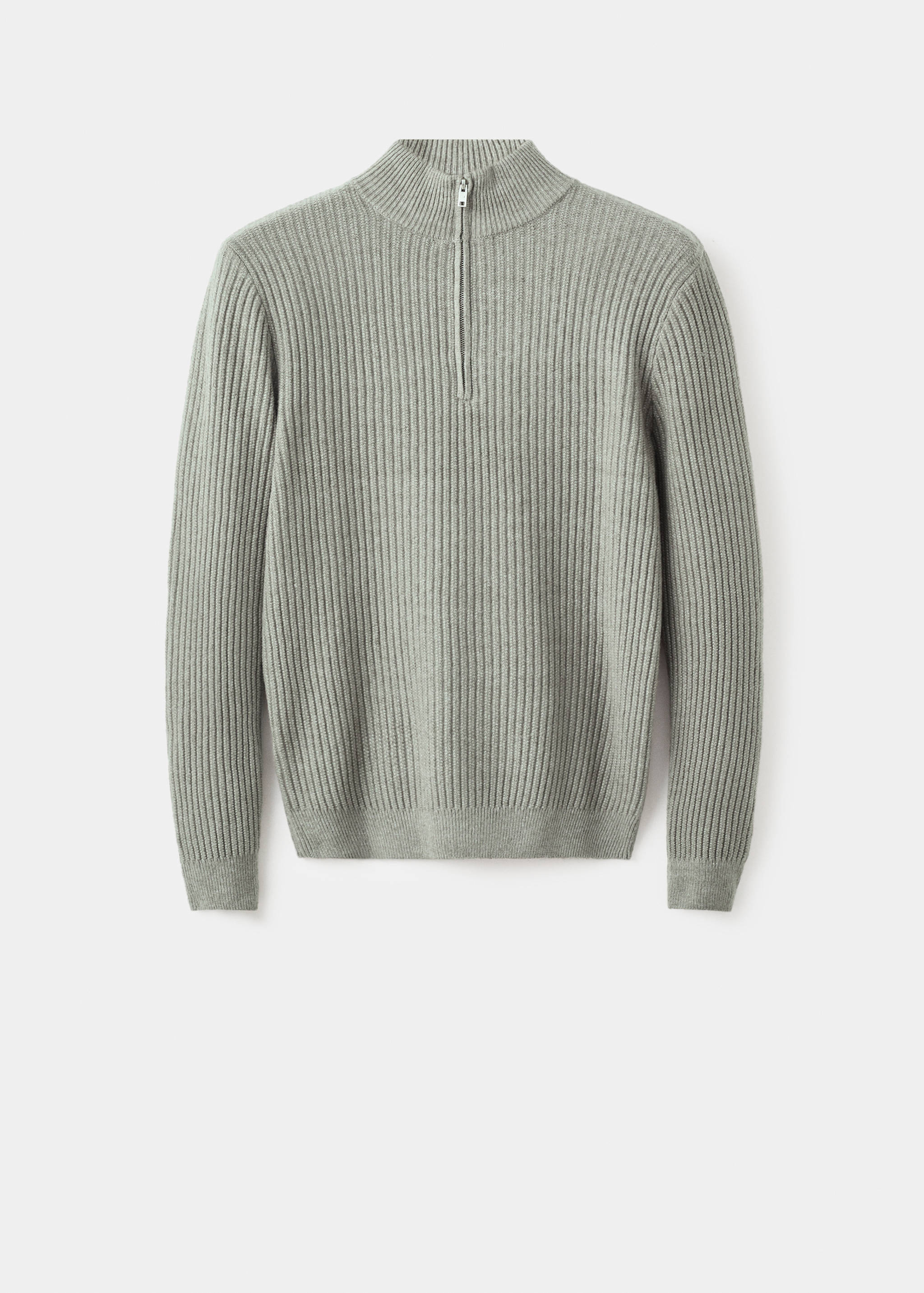 Ribbed sweater with zip neck - Article without model
