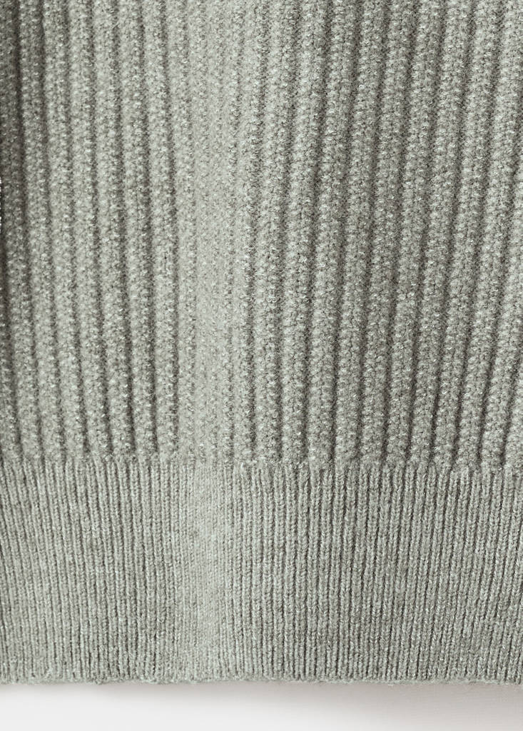 Ribbed sweater with zip neck — Pastel Green