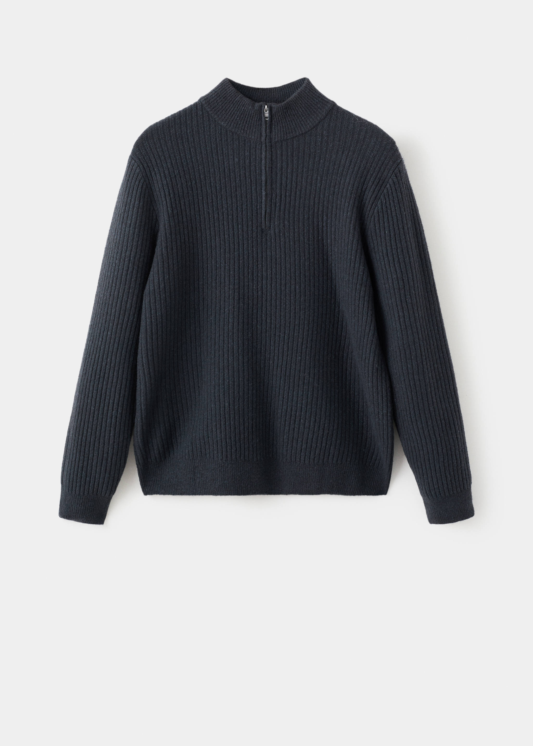 Ribbed sweater with zip neck - Article without model