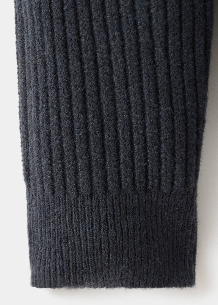 Ribbed sweater with zip neck — Indigo Blue