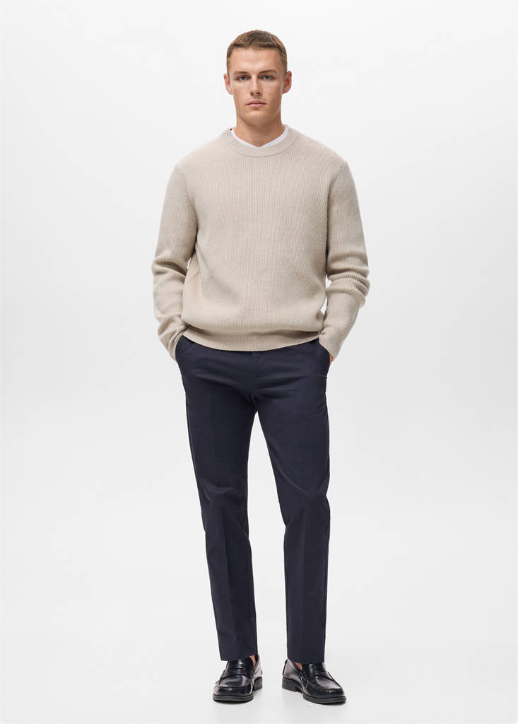 Knitted ribbed sweater — Sand