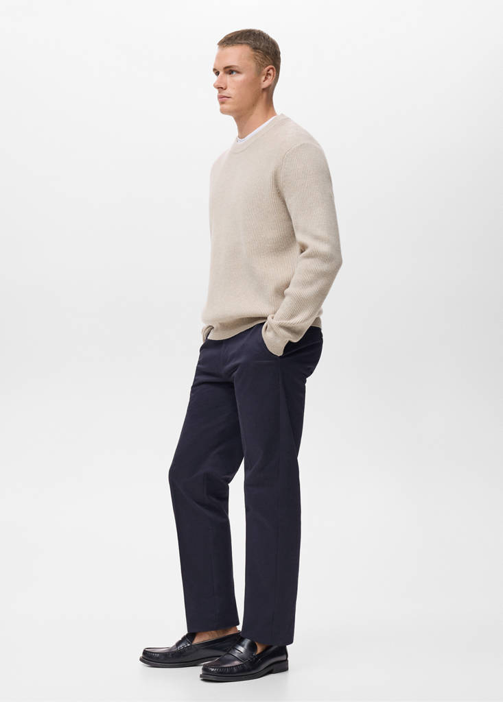 Knitted ribbed sweater — Sand