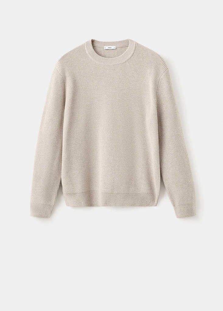 Knitted ribbed sweater — Sand