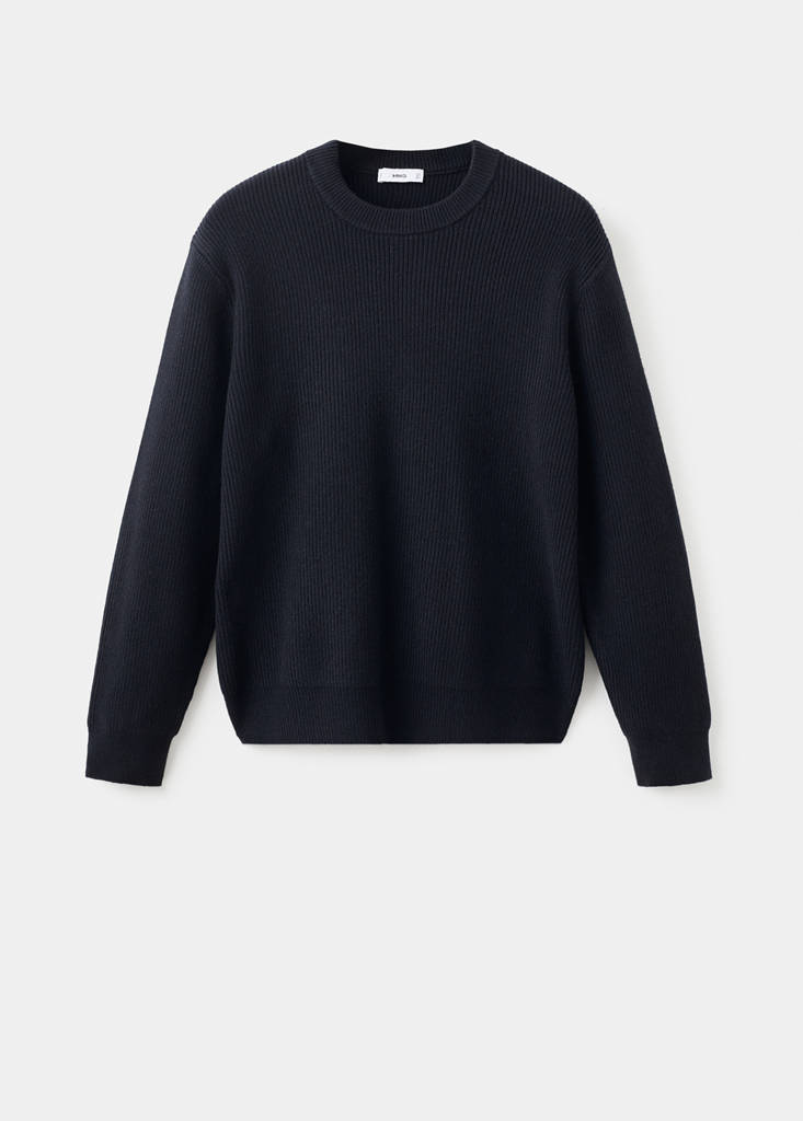 Knitted ribbed sweater — Navy
