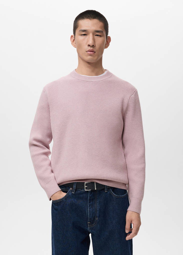 Knitted ribbed sweater — Pink