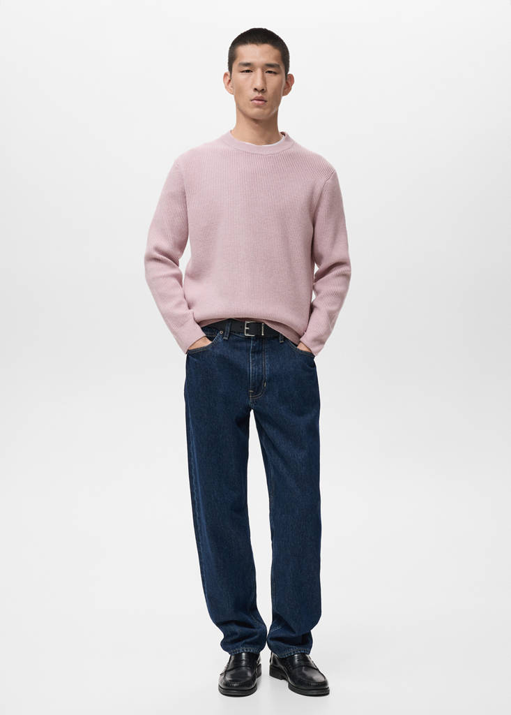 Knitted ribbed sweater — Pink