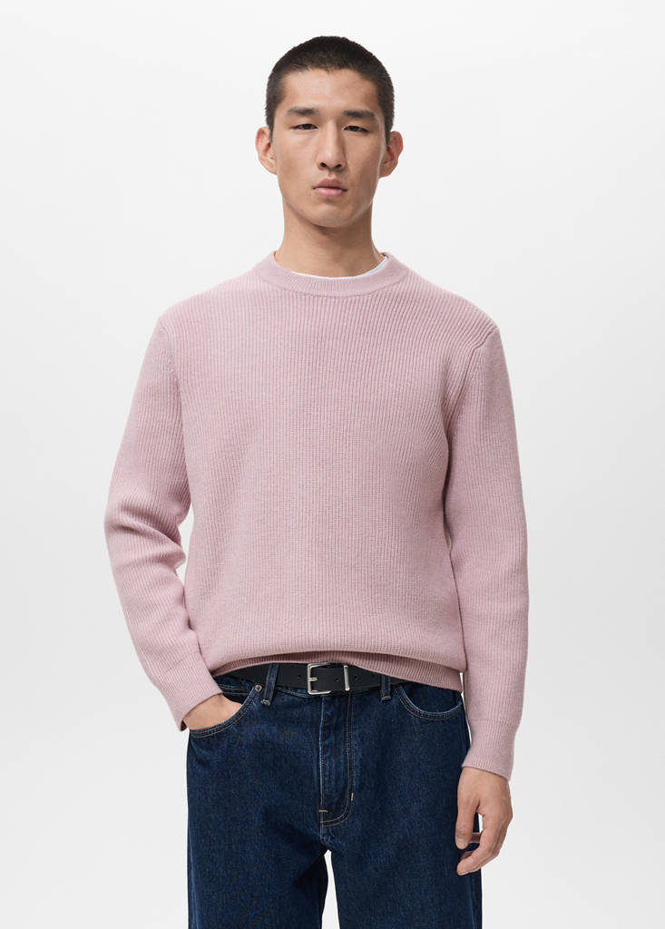 Knitted ribbed sweater — Pink