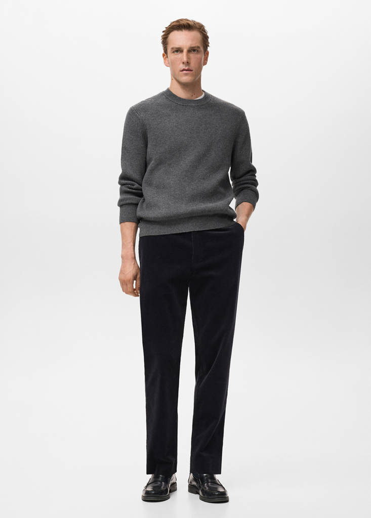 Knitted ribbed sweater — Dark Heather Grey