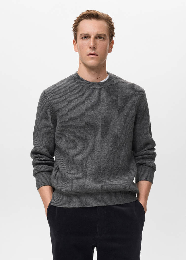 Knitted ribbed sweater — Dark Heather Grey