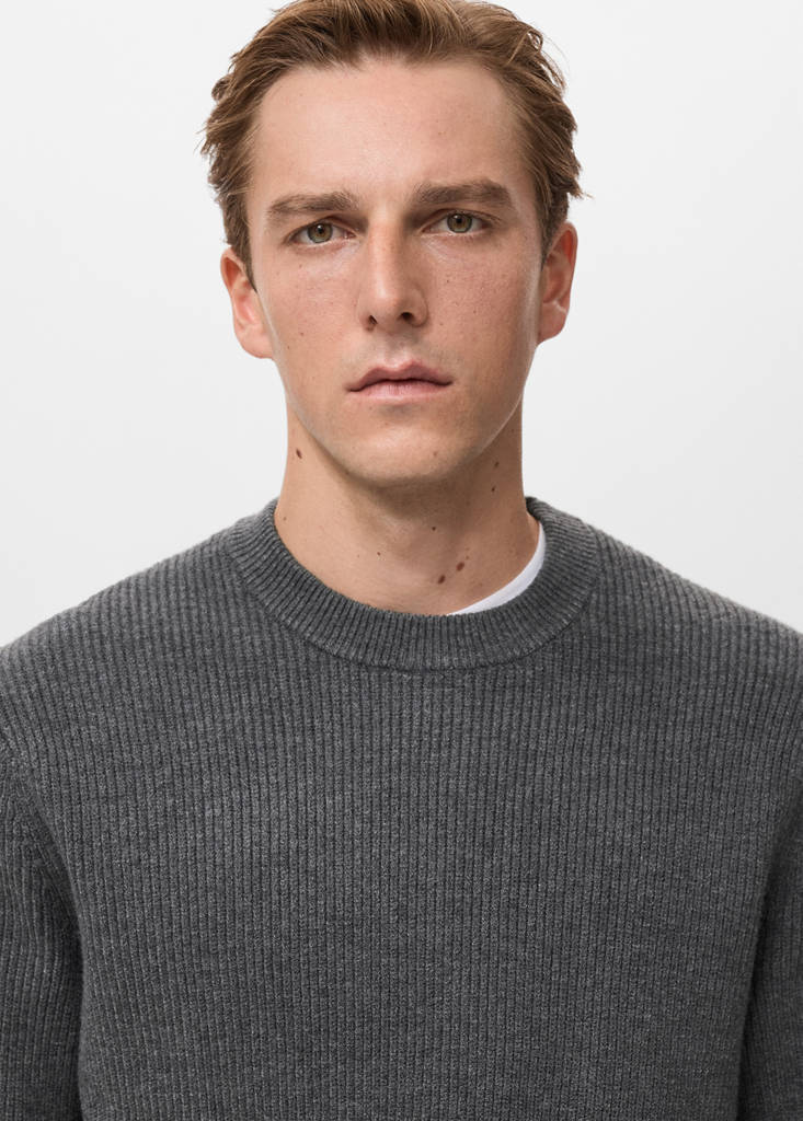 Knitted ribbed sweater — Dark Heather Grey