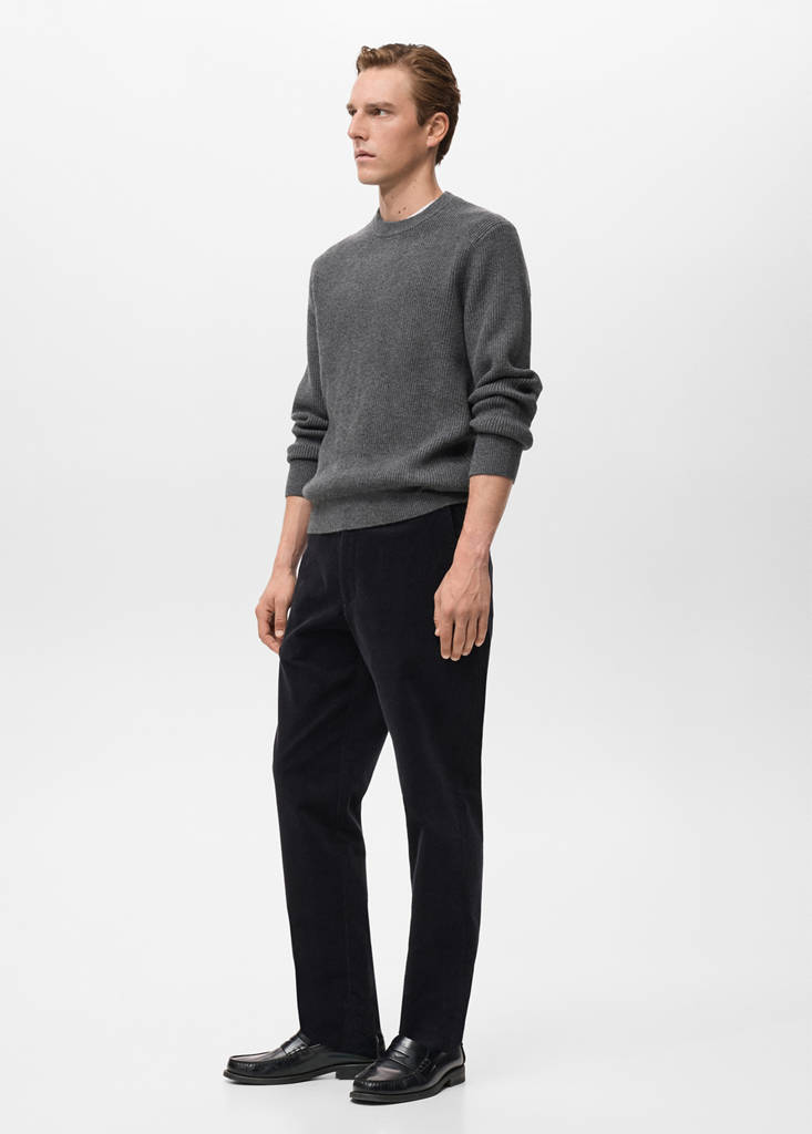Knitted ribbed sweater — Dark Heather Grey