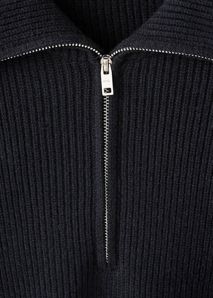 Knitted sweater with zip collar — Navy