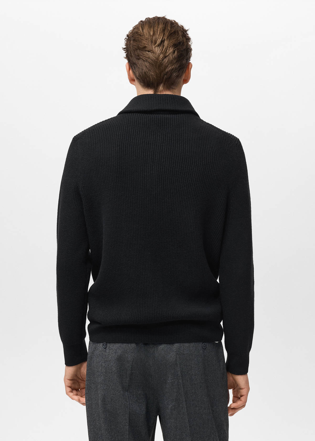 Knitted sweater with zip collar — Black