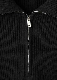 Knitted sweater with zip collar — Black 8