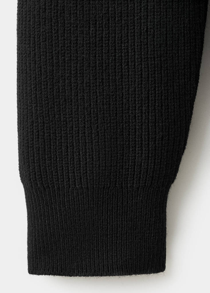 Knitted sweater with zip collar — Black